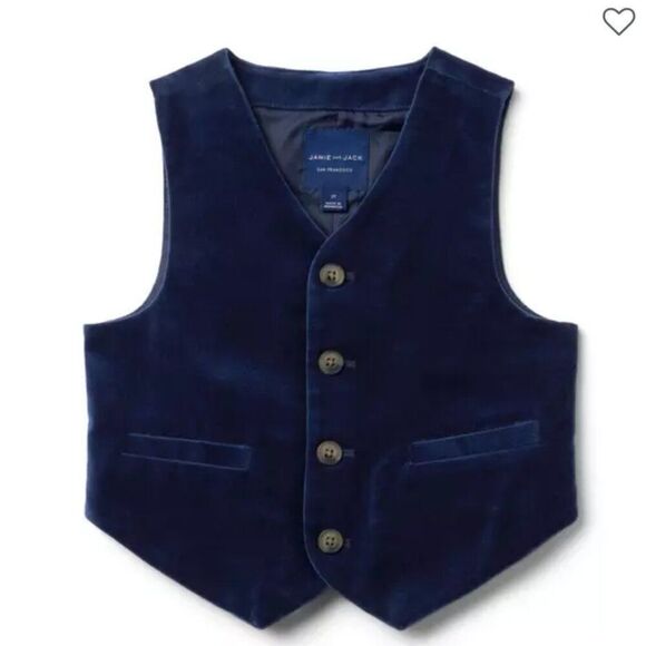 Janie and Jack 100047491 Navy Marine The Velvet Party Vest NWT size 2T - Picture 1 of 8